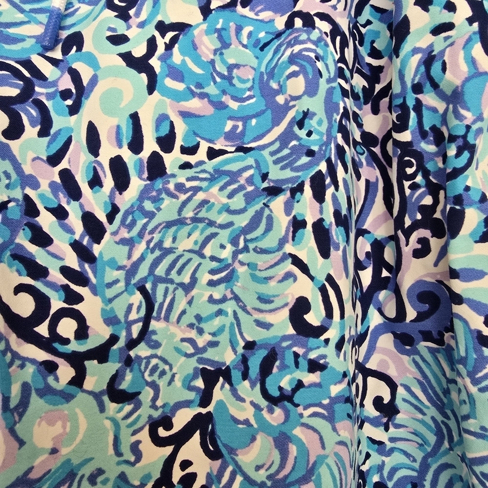 NWT Lilly Pulitzer Capri Light Aqua Spritz Blue and White Swirl Print Swim Trunk - Picture 4 of 4